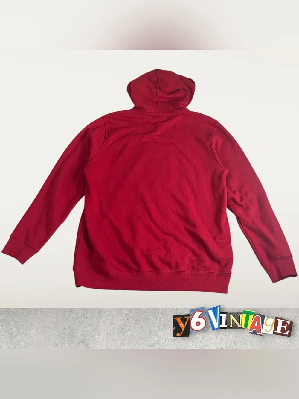 Large True Religion Red Pullover Hoodie with White Logo